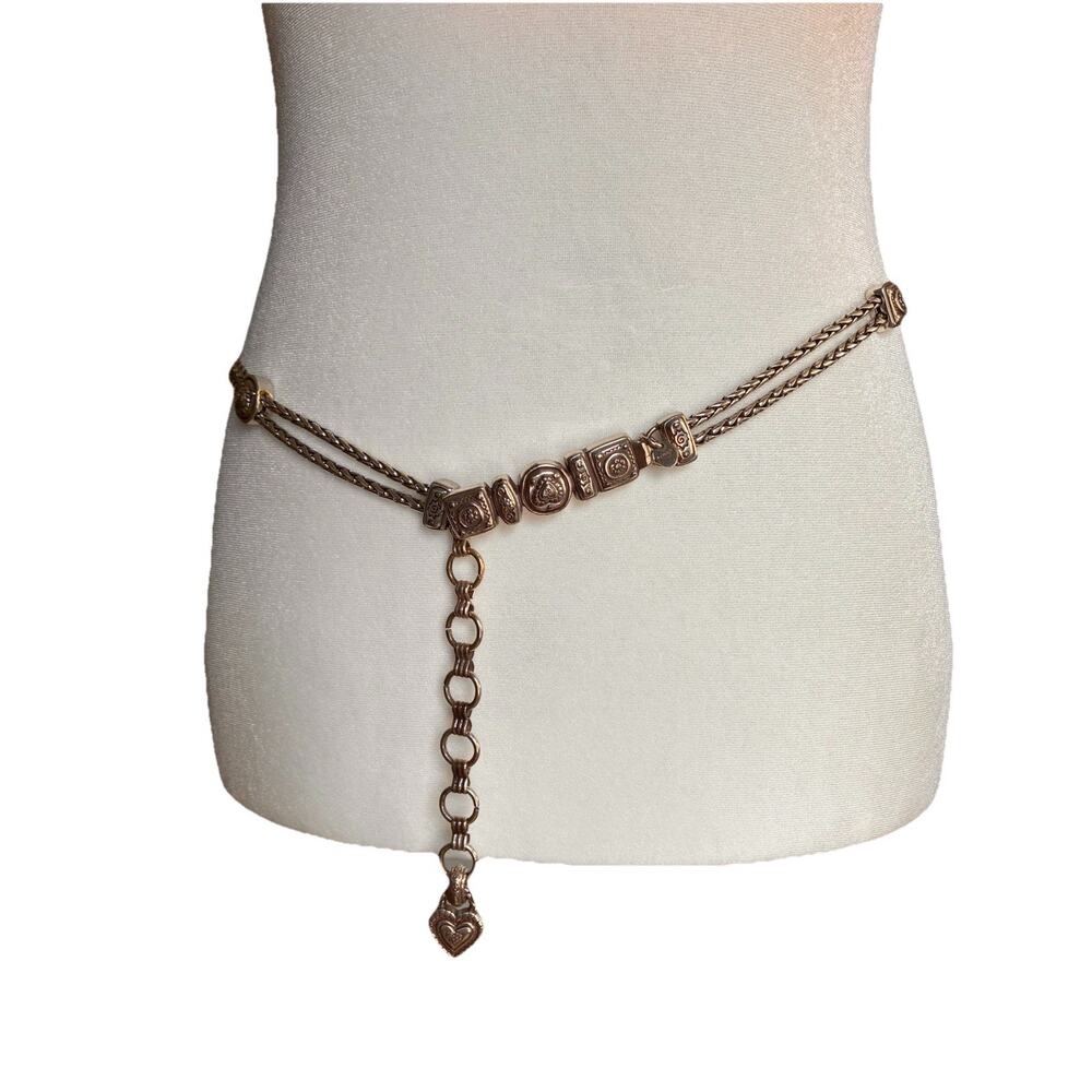 Vintage Brighton Silver Tone Metal Rope Belt Size M 34 Inches Adjustable